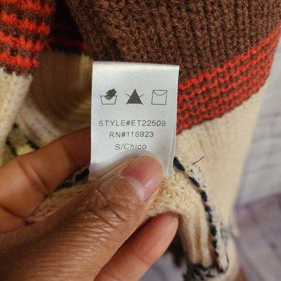 Easel Cardigan Womens Small To Lg Brown Open Front Hooded Fringe Hem Oversized - Picture 5 of 11